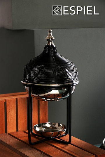 Espiel Metallic Fondue Pot with Tea Light Black 15x15x31cm