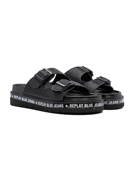 Replay Women's Flat Sandals in Black Color