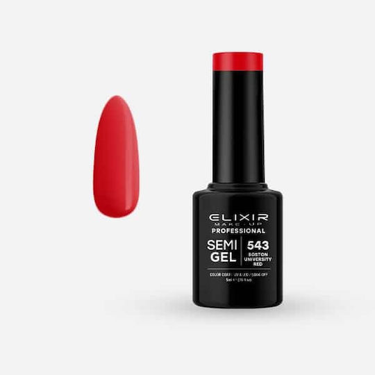Elixir Semi Gel Ημιμόνιμο Βερνίκι Νυχιών 543 Boston University Red 5ml