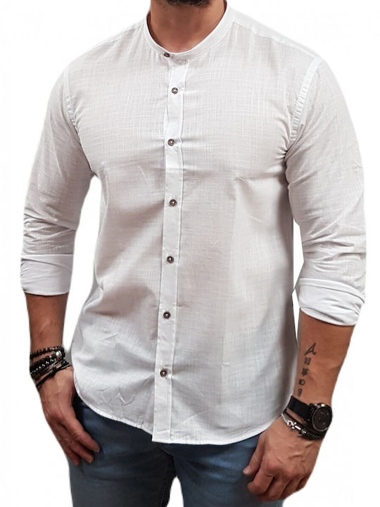 Dash&Dot Men's Shirt Long Sleeve Linen White