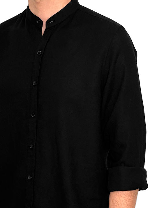 Long-sleeved Linen Shirt Black