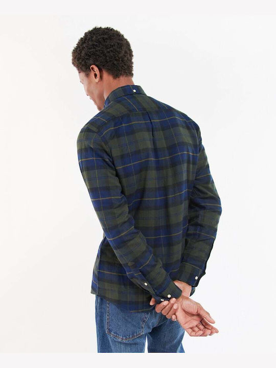 Barbour Men's Shirt Long Sleeve Cotton Checked Blue