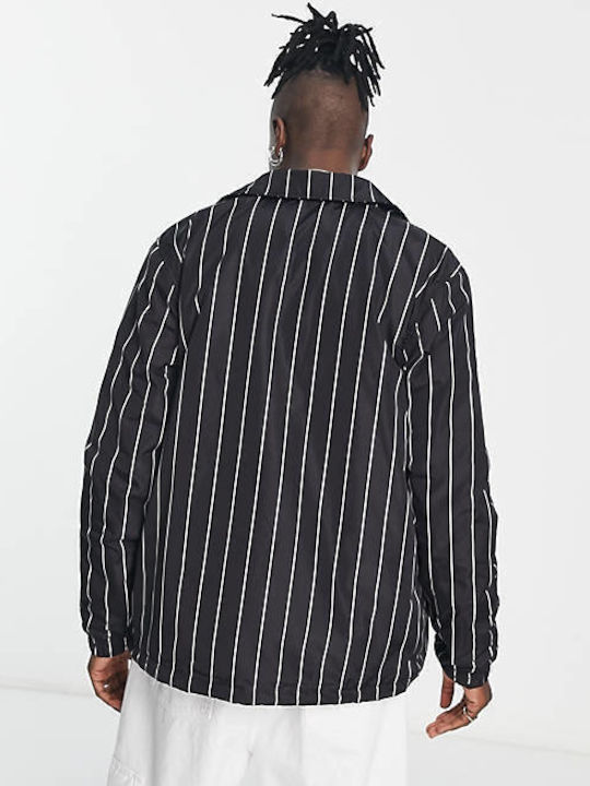 Karl Kani Men's Shirt Long Sleeve Striped Black