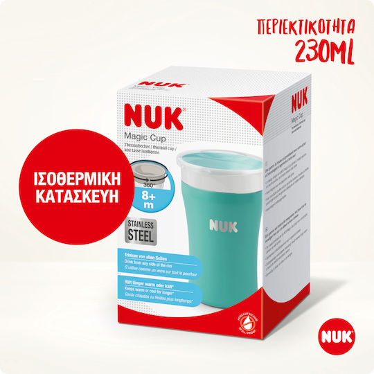Nuk Παιδικό Ποτηράκι Magic Cup από Μέταλλο Πράσινο 230ml για 8m+