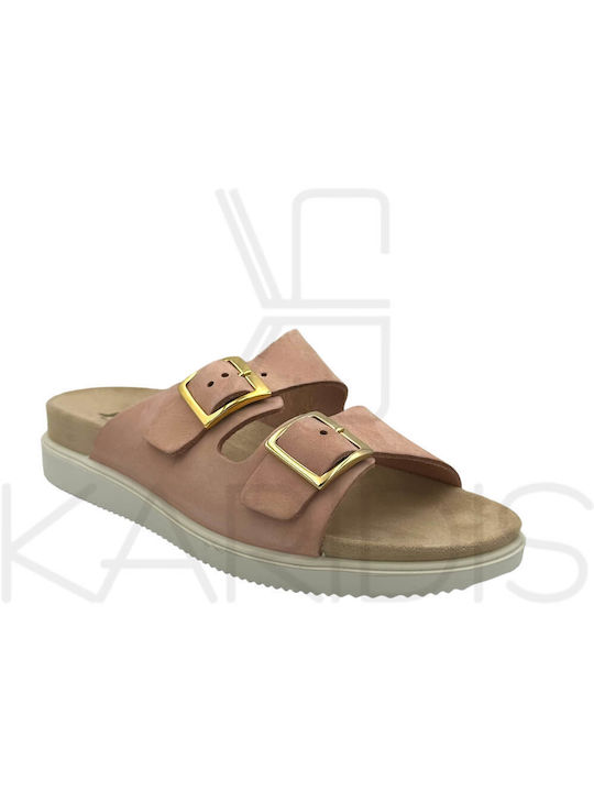 Imac Leather Women's Flat Sandals Anatomic in Beige Color