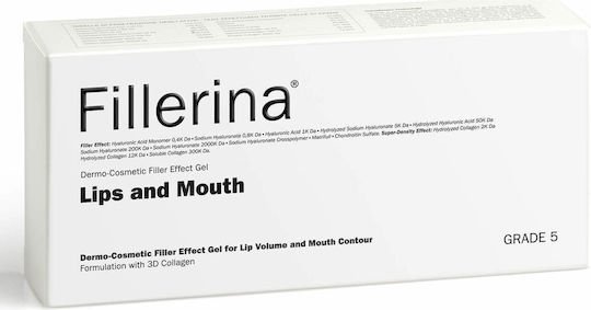Fillerina Lips & Mouth Filler Effect Grade 5 Moisturizing & Anti-aging Serum Face with Hyaluronic Acid & Collagen for Firming 5ml