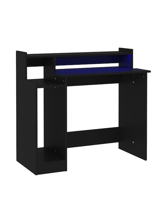 Γραφείο Υπολογιστή Ξύλινο Μαύρο με LED & USB θύρες 97x45x90εκ.
