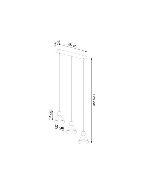 Sollux Taleja 3 Pendant Light Three-Light Rail Black