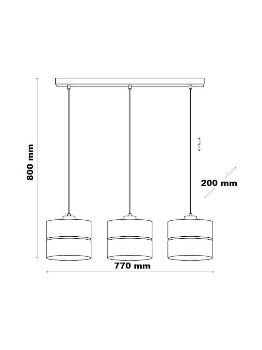 TK Lighting Eco Pendant Light Beige Boho Rail with Socket E27 77x80cm