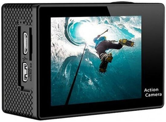 559865 Екшън камера 4K Ultra HD Водоустойчива (с Калъф) с Екран 2" и Wi-Fi Черна