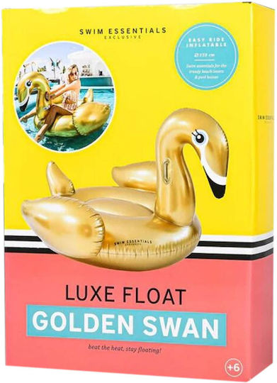 Swim Essentials Παιδικό Φουσκωτό Ride On Θαλάσσης Κύκνος Χρυσό 150cm