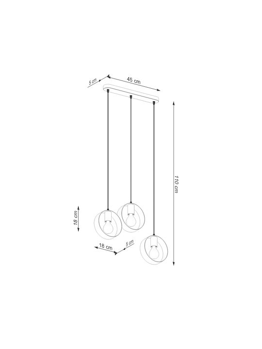 Sollux Titran Pendant Light Three-Light Rail for Socket E27 White