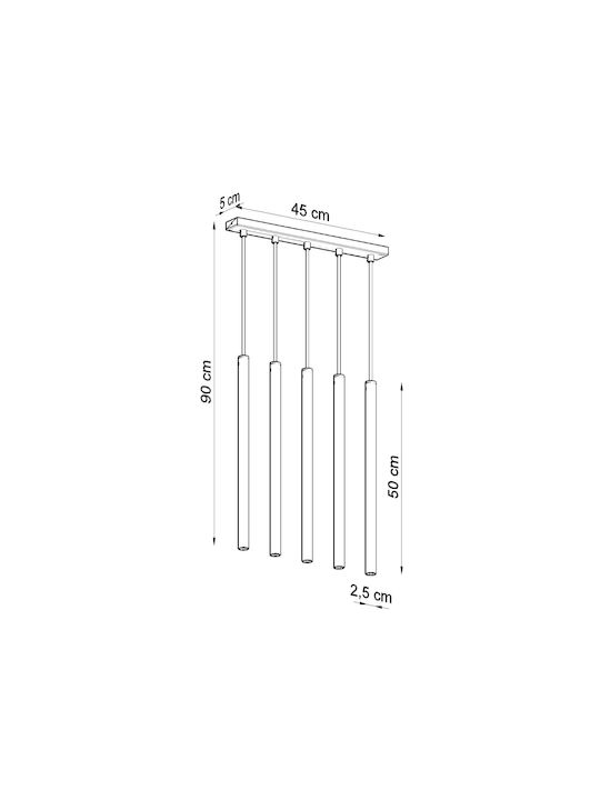 Sollux Pastelo 5 Suspendat Candelabru pentru 5 Becuri G9 Alb