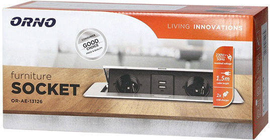 Redled Πολύπριζο 2 Θέσεων με 2 USB-A και Καλώδιο 1.5m