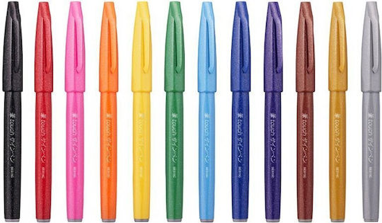 Pentel Brush Sign Pen Маркер 1мм Светлосин