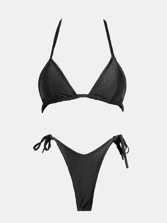 Bikini-Set mit Verstärkung Hohe Taille Schwarz
