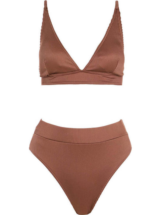 Gigi Set Bikini Τριγωνάκι Ψηλόμεσο Καφέ