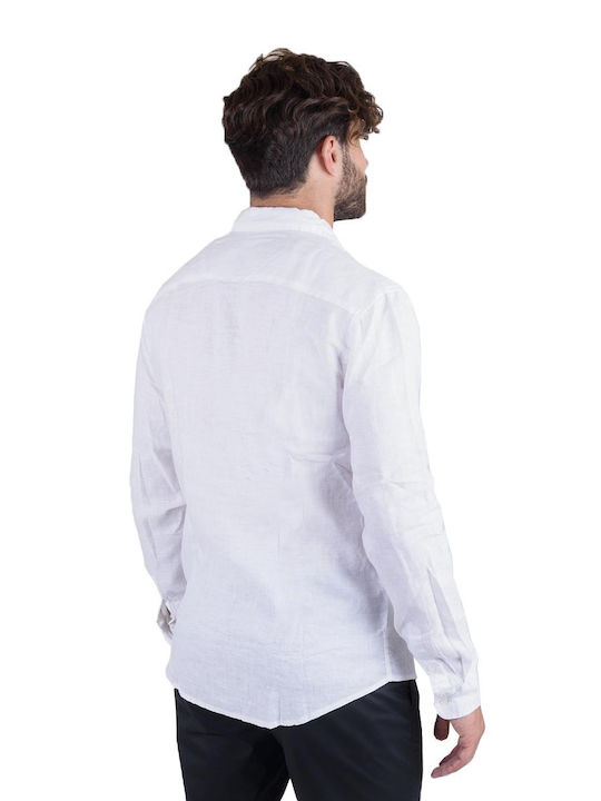 Devergo Men's Shirt Long Sleeve Linen White