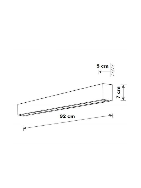 Nowodvorski Modern Lamp Wall with Socket T8 Black 92x7x5cm