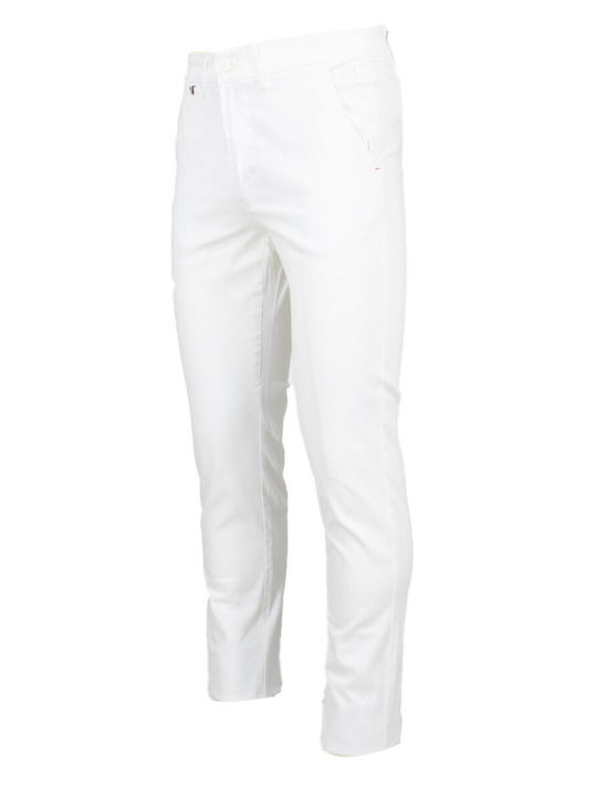 Leonardo Uomo Men's Trousers Chino Elastic in Regular Fit White