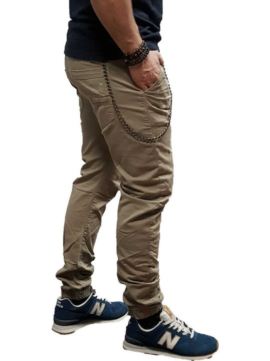 Trousers Cargo Elastic in Slim Fit Khaki