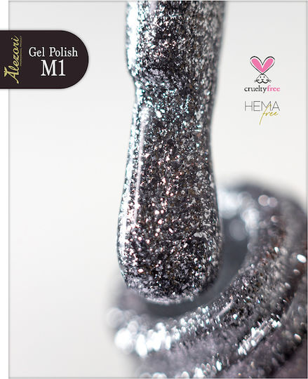 Alezori Glitter Halb-permanenter Nagellack M1 Total Silver mit Glitter 15ml 1Stück