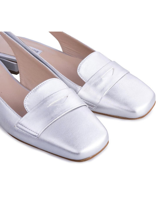 Sagiakos Chunky Heel Mules Silver