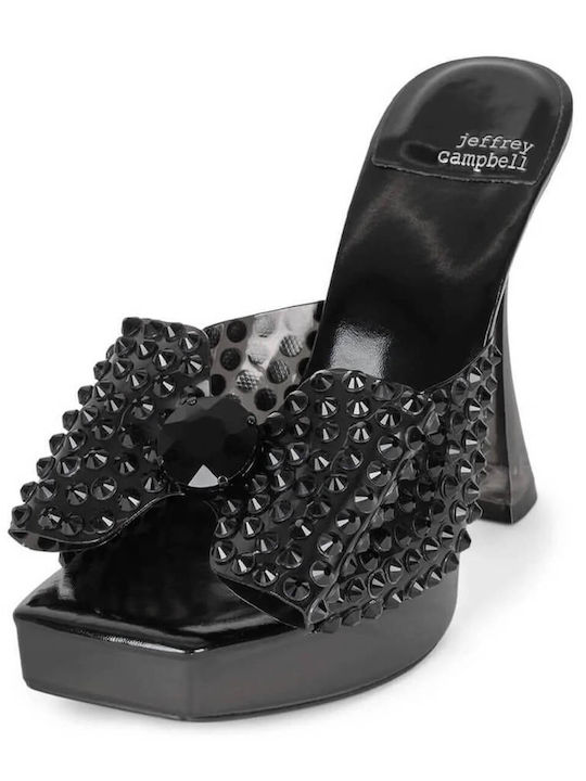 Jeffrey Campbell Gemina Mules με Χοντρό Ψηλό Τακούνι σε Μαύρο Χρώμα