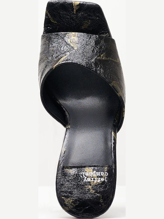 Going-Glam Δερμάτινα Mules με Λεπτό Ψηλό Τακούνι σε Μαύρο Χρώμα