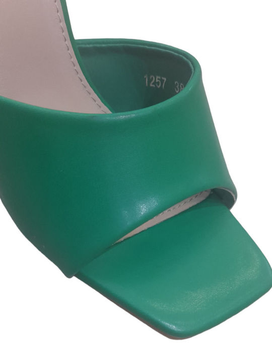 Super Mode Chunky Heel Mules Green