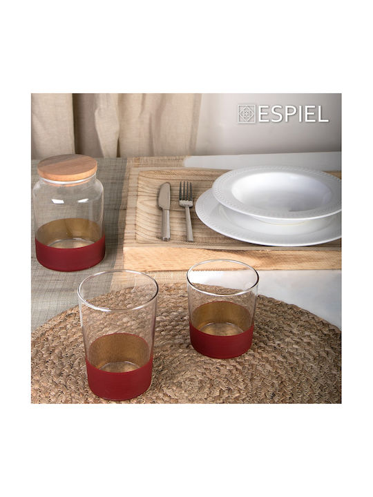 Espiel Alfa Set 1Stück Gläser Allgemeine Verwendung mit Deckel Glas Red Gold 635ml