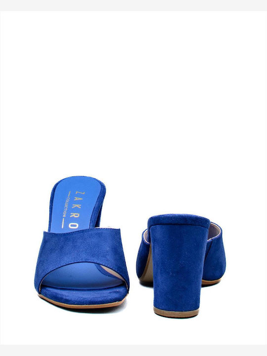 Zakro Collection Mules mit Chunky Hoch Absatz in Blau Farbe