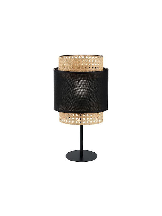 TK Lighting Boho Stoff Tischlampe für Fassung E27 mit Weiß Schirm und Basis