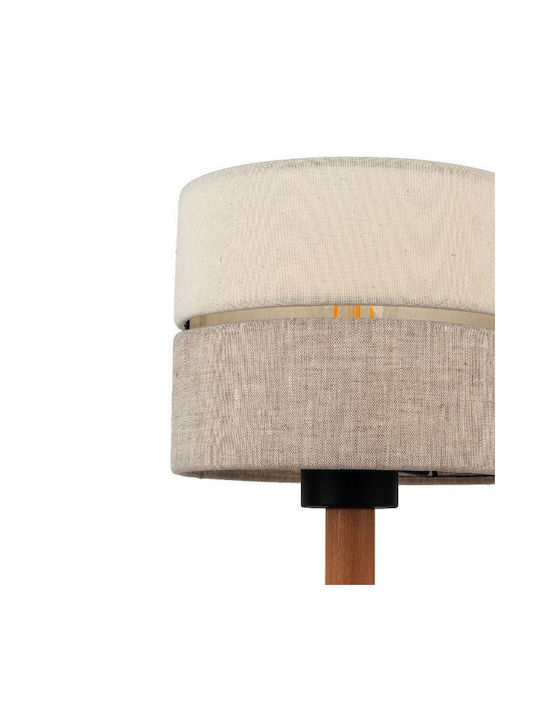 TK Lighting Eco Wood Table Lamp for Socket E27 with Beige Shade and Brown Base
