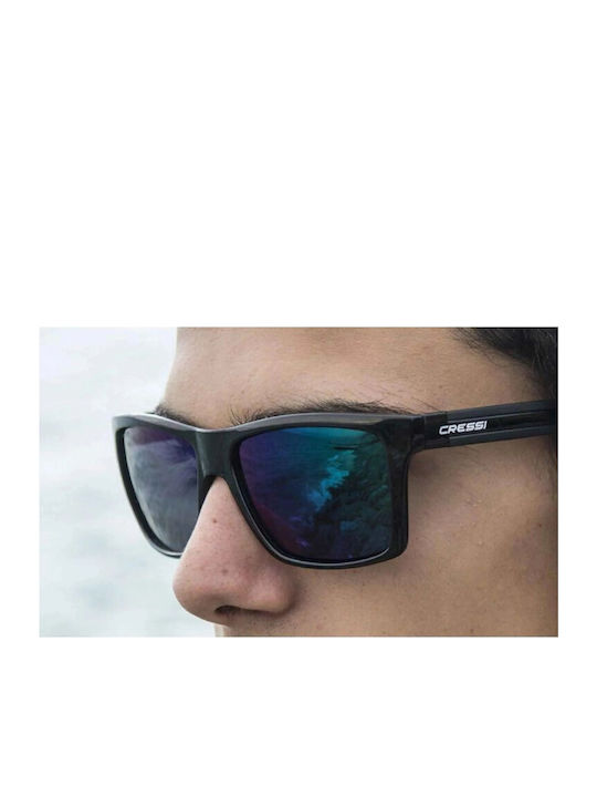 CressiSub Rio Men's Sunglasses with Black Plastic Frame and Green Polarized Lens XDB100112