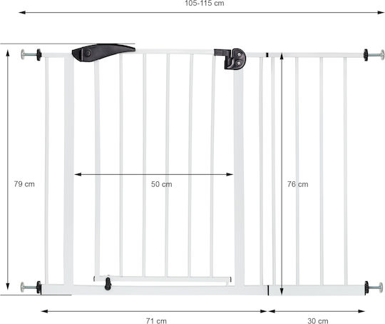 ECD Germany Security Door Simple Placement made of Metal in White Color 115εκ. 1pcs