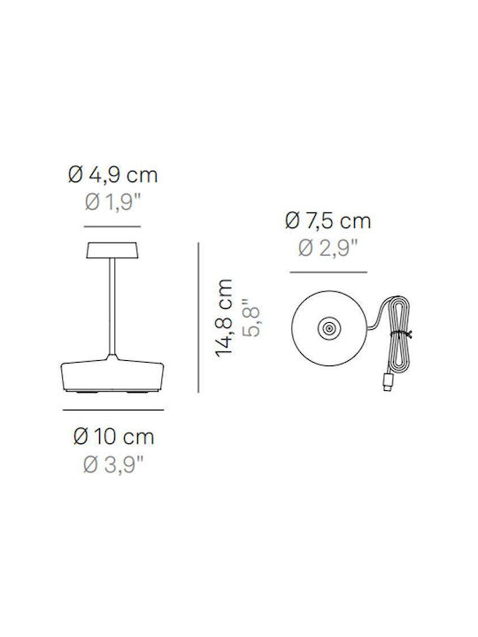 Zafferano Zafferano Außenstehlampen LED Tischleuchte 2W mit Warmweißem Licht IP65 Silber