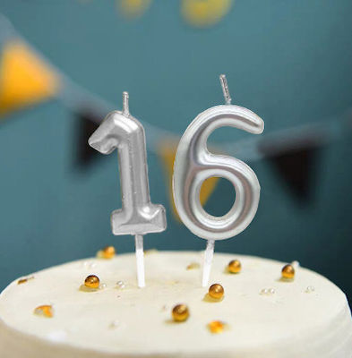 Birthday Candle Number "6" in Silver Color SDS-18556