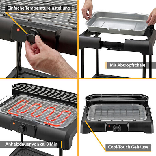 First Austria First Austria Floor Electric Grill with Grate 2000W with Adjustable Thermostat 45x22cm
