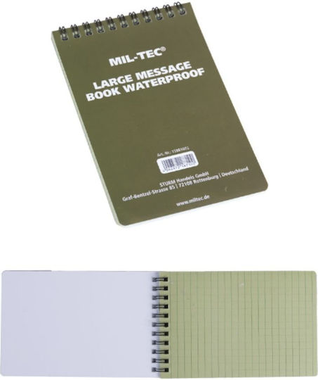 Mil-Tec Μπλοκ Σημειώσεων Σπιράλ A6 48 Φύλλων Ριγέ Πράσινο