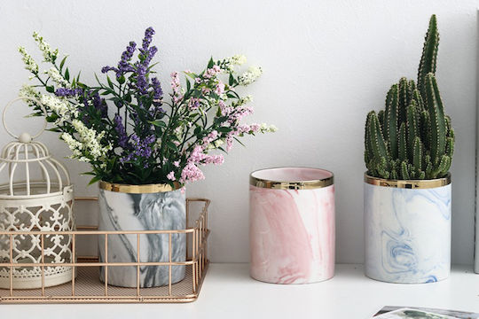 Keskor Planter Ceramic Gray with Stand 8.5x8.5x12.5cm.
