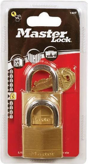 Master Lock 150T Steel Padlock Brass with Key 50mm 2pcs