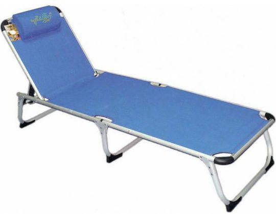 Campus Foldable Aluminum Beach Sunbed Blue with Pillow 187x58x30cm