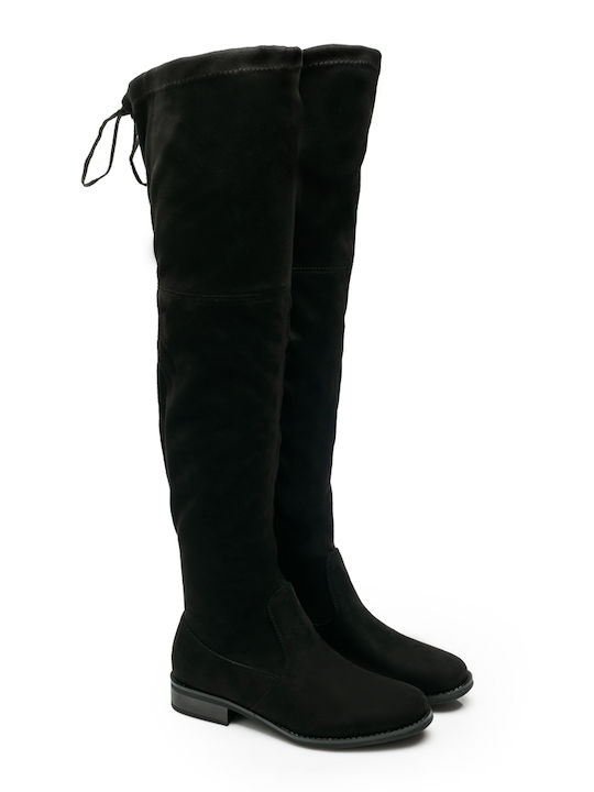 Malesa Suede Over the Knee Women's Boots Black