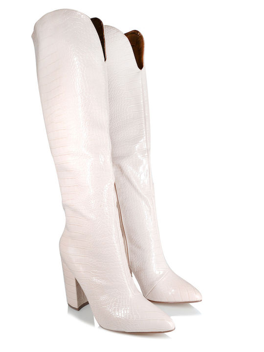 Malesa Patent Leather Women's Boots Pink