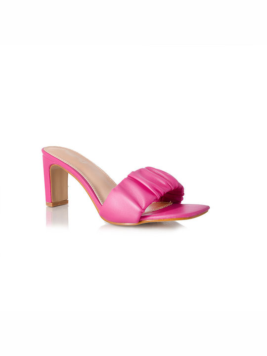 Malesa Chunky Heel Mules Fuchsia HB15