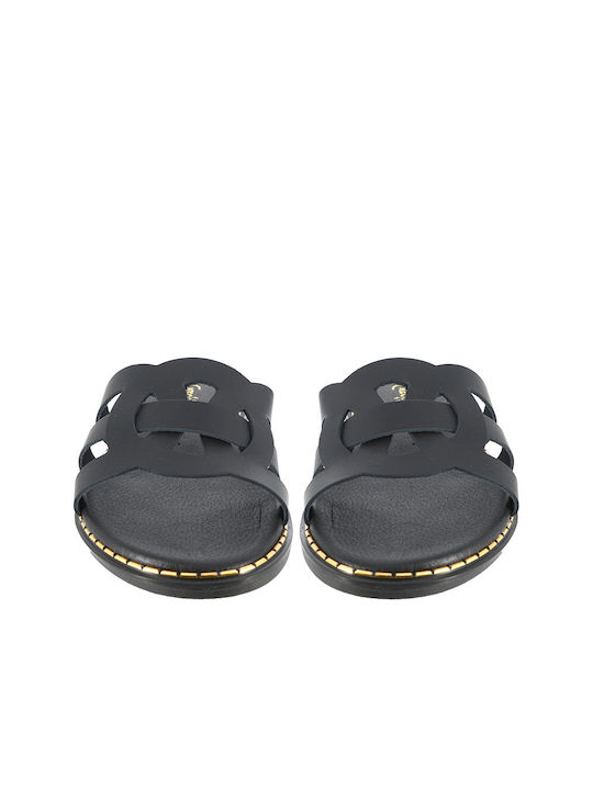 Malesa Leather Women's Flat Sandals in Black Color