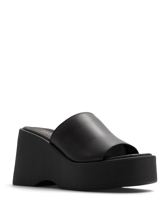 Aldo Women's Leather Platform Wedge Sandals Black