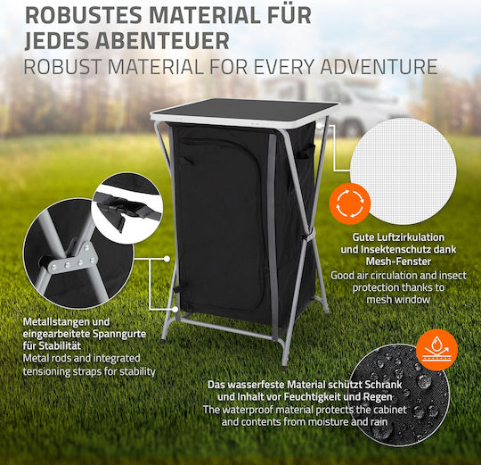 AT0001205 Wardrobe Metallic for Camping Folding Black