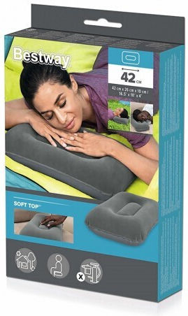 Bestway Camping Pillow Velvet 42x26cm Gray
